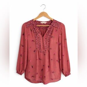 Rebecca Taylor Boho Silk  Floral Blouse measures as small petite